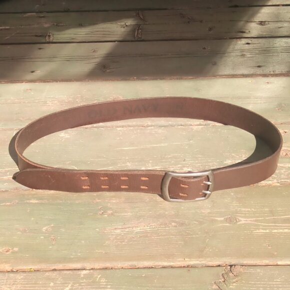 Vintage Old Navy Double Notch Unisex Real Leather Belt - LG - Picture 4 of 9